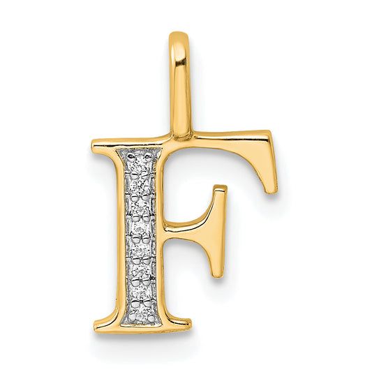 10K Yellow Gold 10K Diamond Letter F Initial Pendant