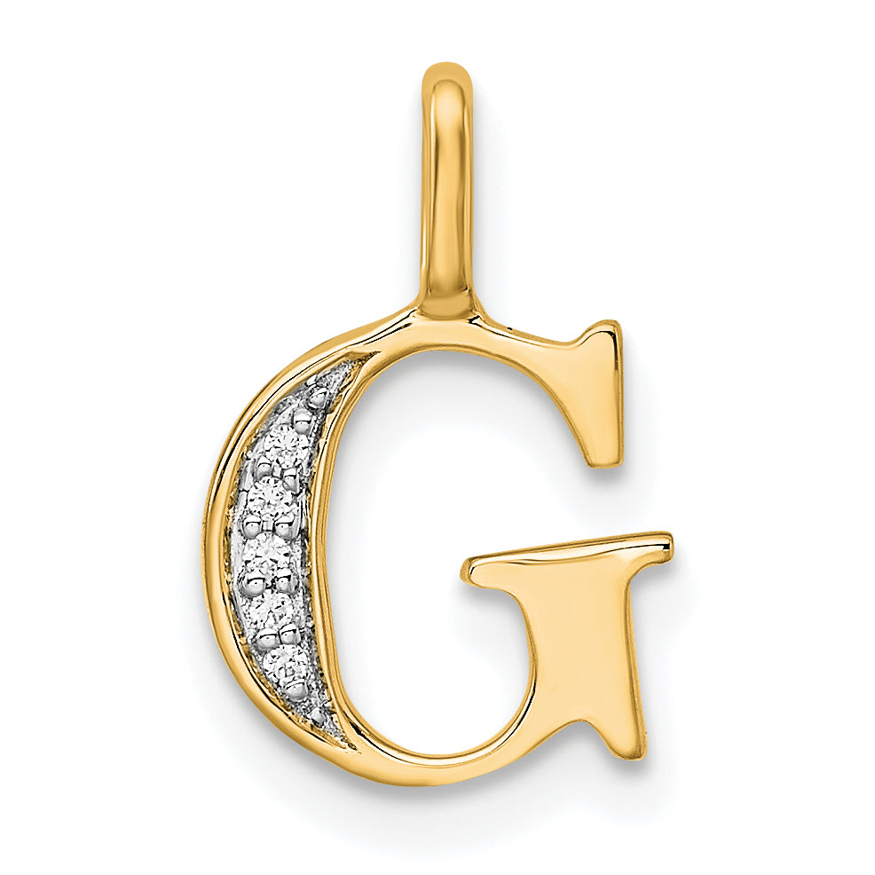 10K Yellow Gold 10K Diamond Letter G Initial Pendant