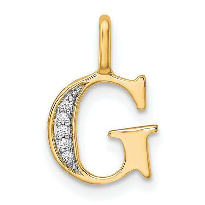 10K Yellow Gold 10K Diamond Letter G Initial Pendant