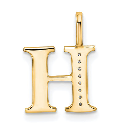 10K Yellow Gold 10K Diamond Letter H Initial Pendant