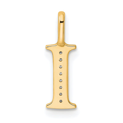 10K Yellow Gold 10K Diamond Letter I Initial Pendant