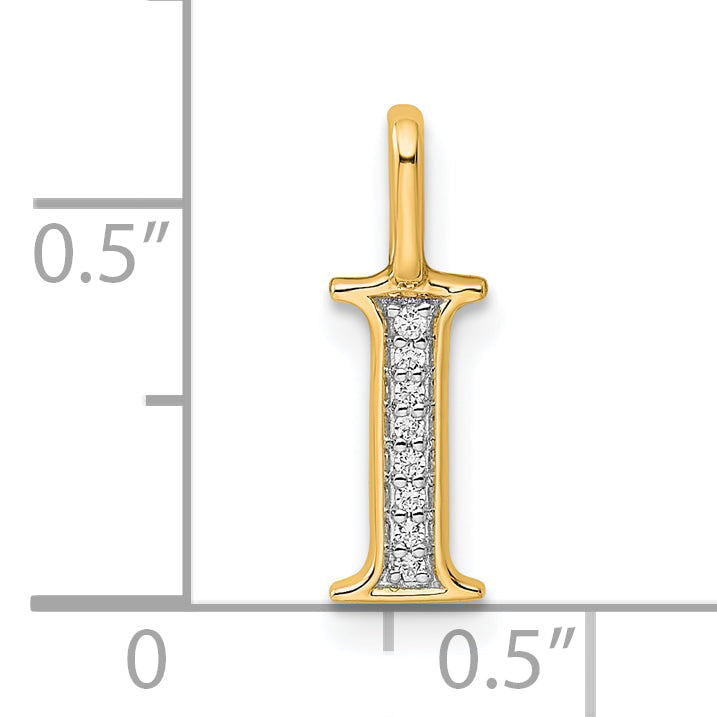 10K Yellow Gold 10K Diamond Letter I Initial Pendant