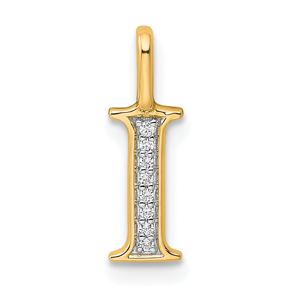 10K Yellow Gold 10K Diamond Letter I Initial Pendant