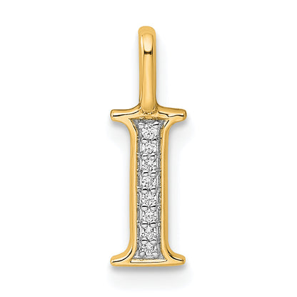 10K Yellow Gold 10K Diamond Letter I Initial Pendant
