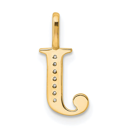 10K Yellow Gold 10K Diamond Letter J Initial Pendant