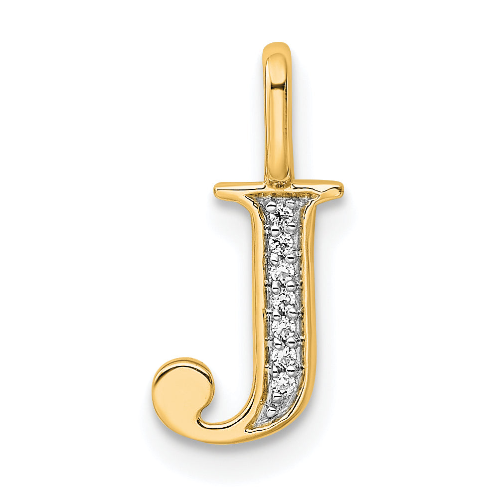 10K Yellow Gold 10K Diamond Letter J Initial Pendant