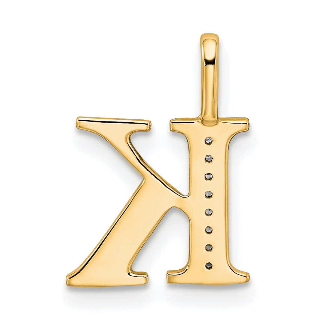 10K Yellow Gold 10K Diamond Letter K Initial Pendant