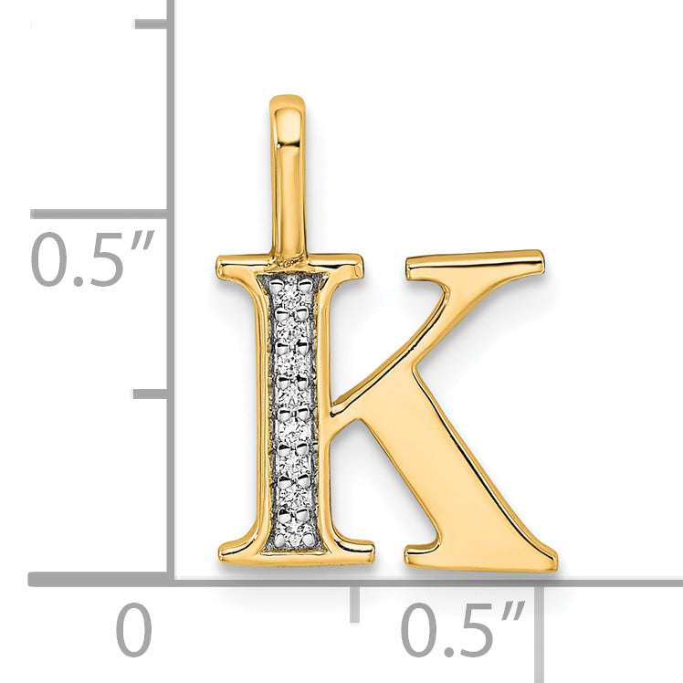 10K Yellow Gold 10K Diamond Letter K Initial Pendant