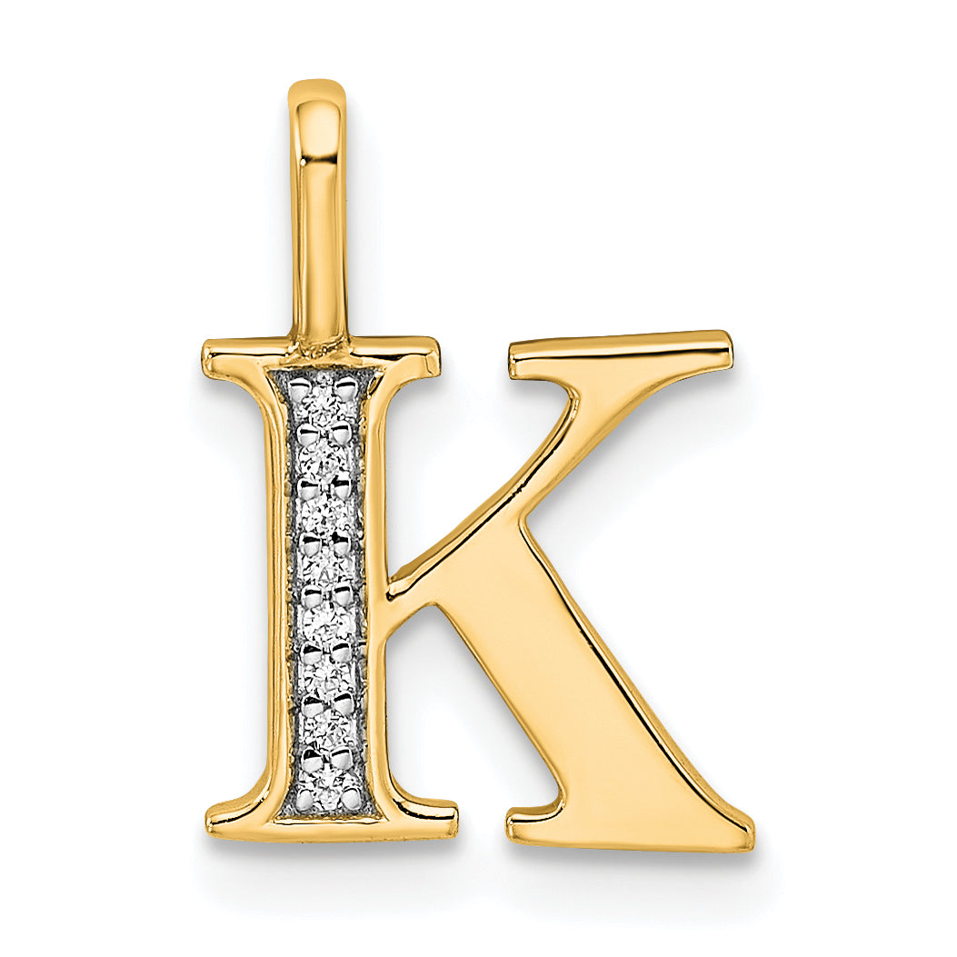 10K Yellow Gold 10K Diamond Letter K Initial Pendant