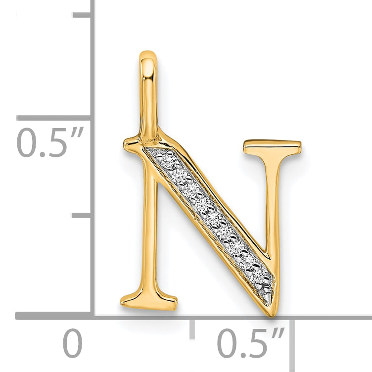 10K Yellow Gold 10K Diamond Letter N Initial Pendant