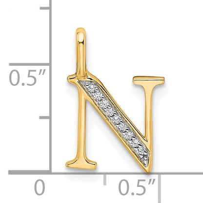 10K Yellow Gold 10K Diamond Letter N Initial Pendant