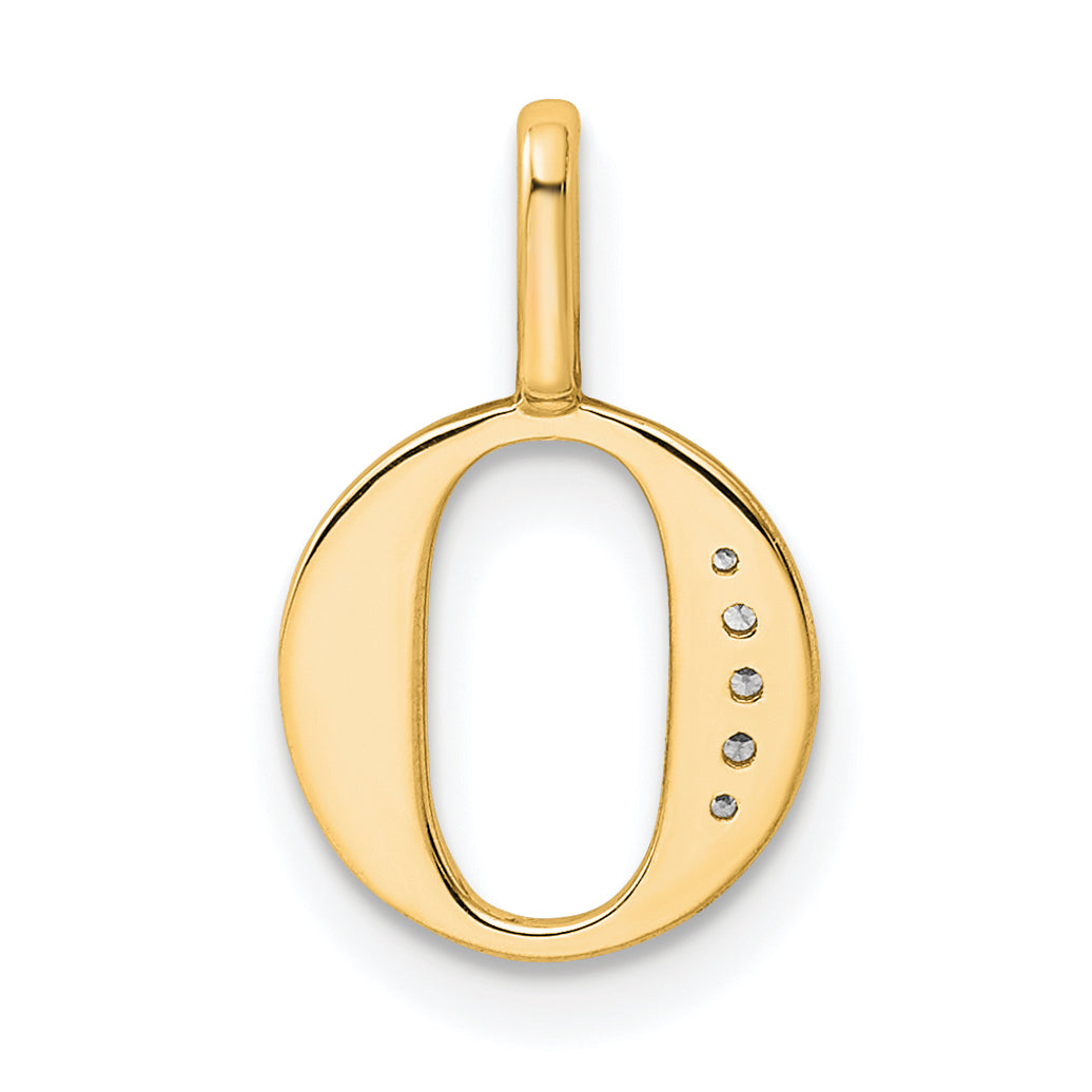 10K Yellow Gold 10K Diamond Letter O Initial Pendant