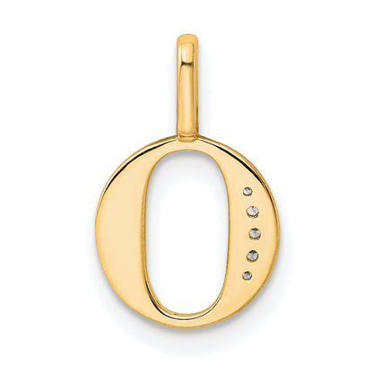 10K Yellow Gold 10K Diamond Letter O Initial Pendant