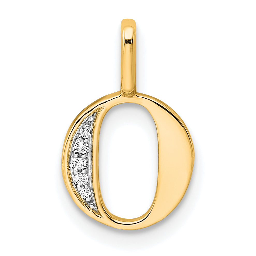 10K Yellow Gold 10K Diamond Letter O Initial Pendant