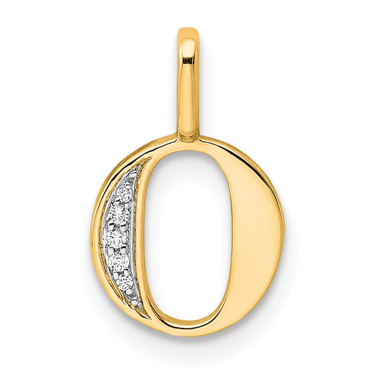 10K Yellow Gold 10K Diamond Letter O Initial Pendant
