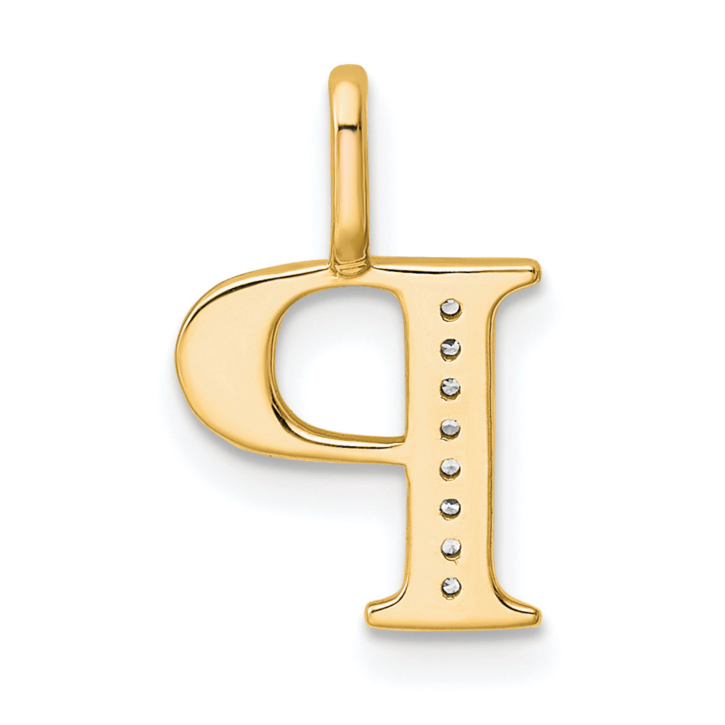 10K Yellow Gold 10K Diamond Letter P Initial Pendant