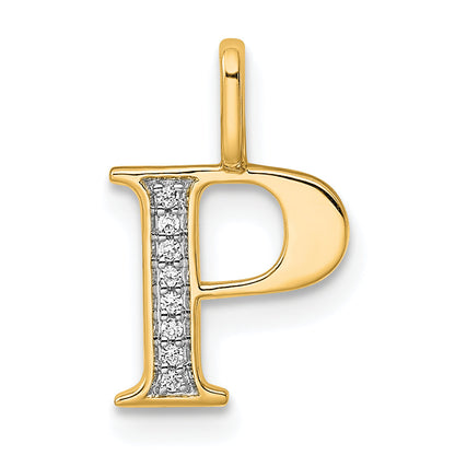 10K Yellow Gold 10K Diamond Letter P Initial Pendant