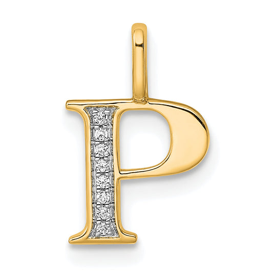 10K Yellow Gold 10K Diamond Letter P Initial Pendant