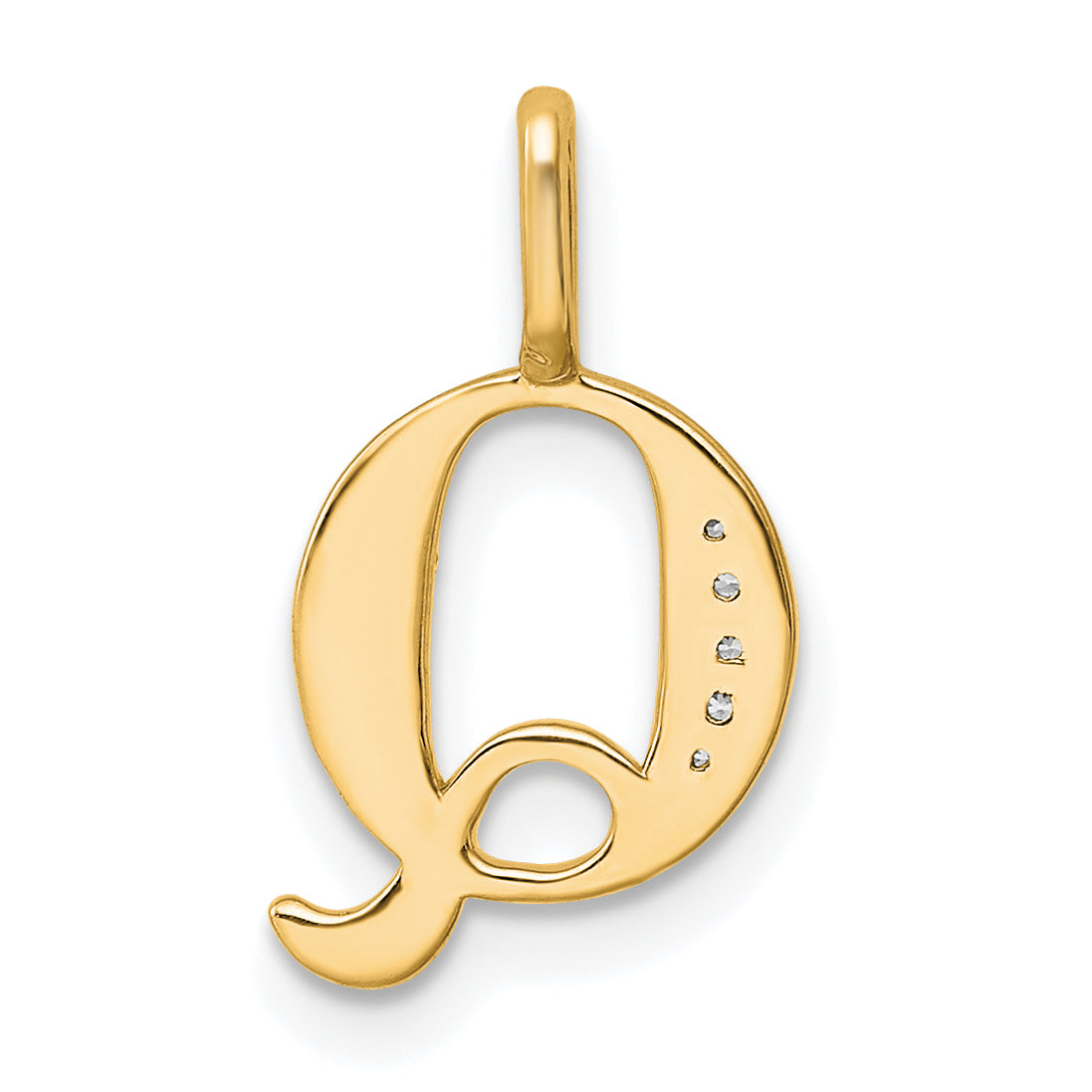 10K Yellow Gold 10K Diamond Letter Q Initial Pendant