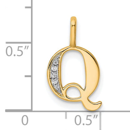 10K Yellow Gold 10K Diamond Letter Q Initial Pendant