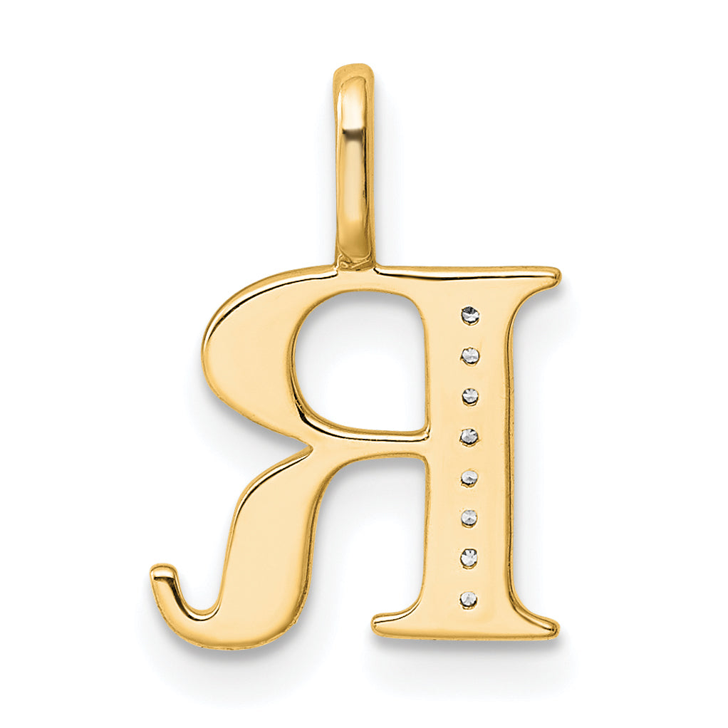10K Yellow Gold 10K Diamond Letter R Initial Pendant