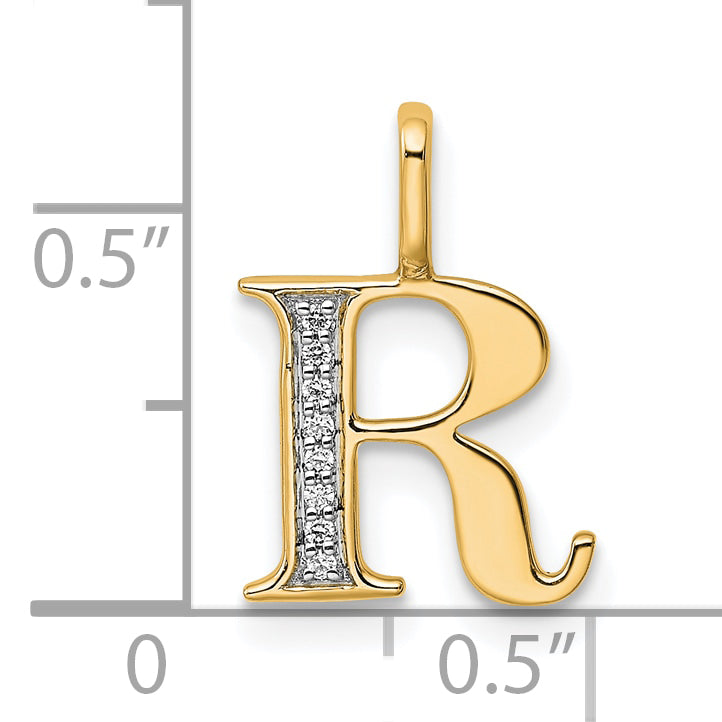 10K Yellow Gold 10K Diamond Letter R Initial Pendant