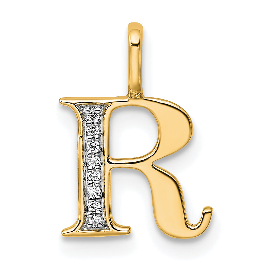 10K Yellow Gold 10K Diamond Letter R Initial Pendant