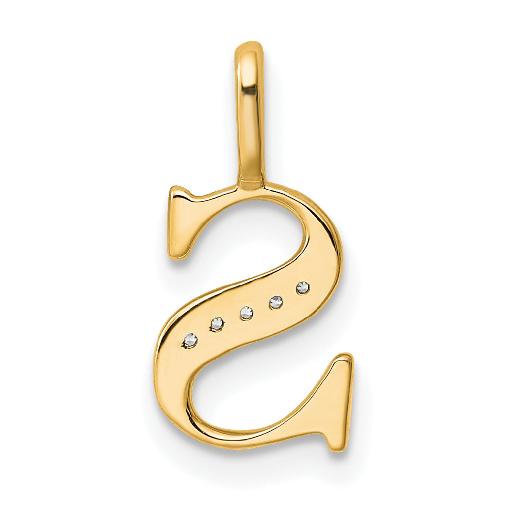 10K Yellow Gold 10K Diamond Letter S Initial Pendant