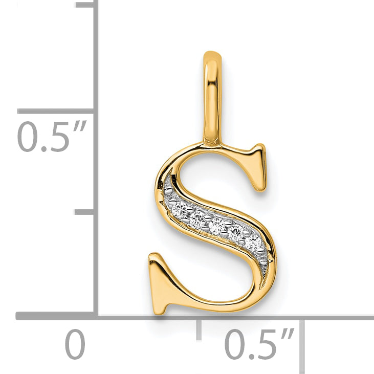10K Yellow Gold 10K Diamond Letter S Initial Pendant