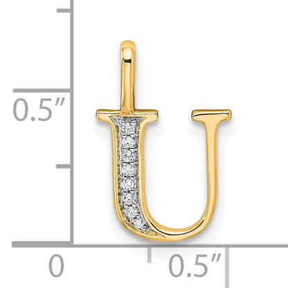 10K Yellow Gold 10K Diamond Letter U Initial Pendant