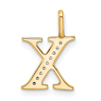 10K Yellow Gold 10K Diamond Letter X Initial Pendant