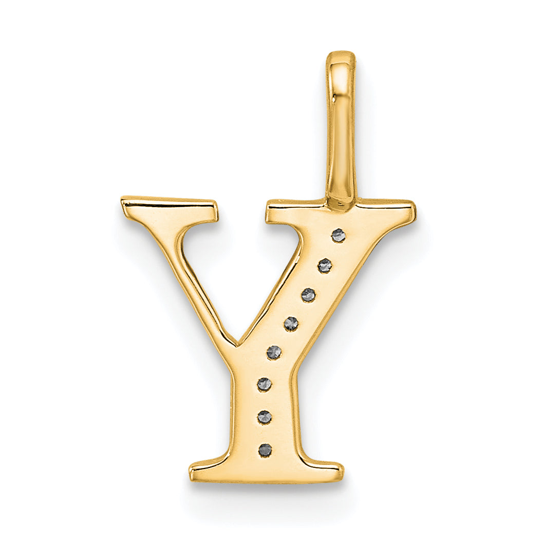 10K Yellow Gold 10K Diamond Letter Y Initial Pendant