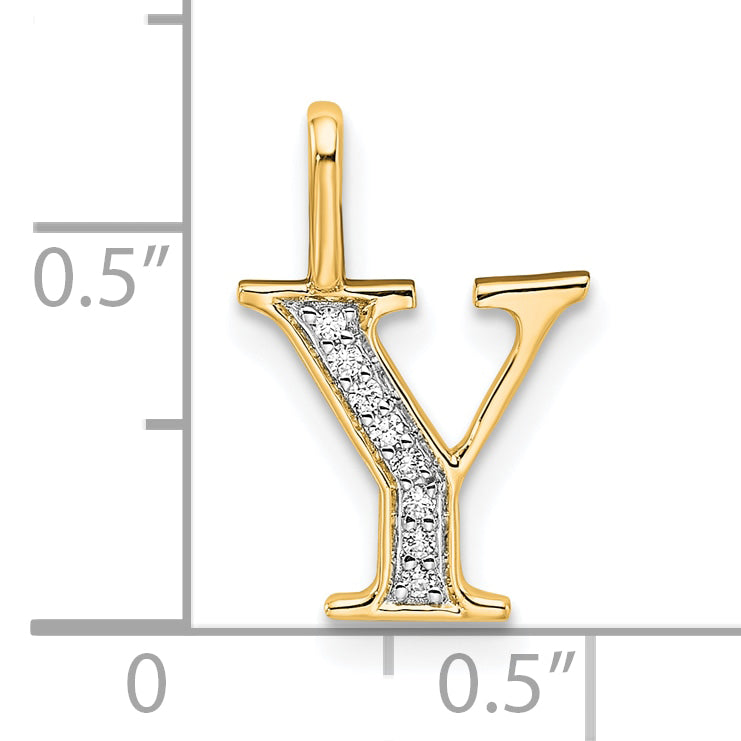 10K Yellow Gold 10K Diamond Letter Y Initial Pendant