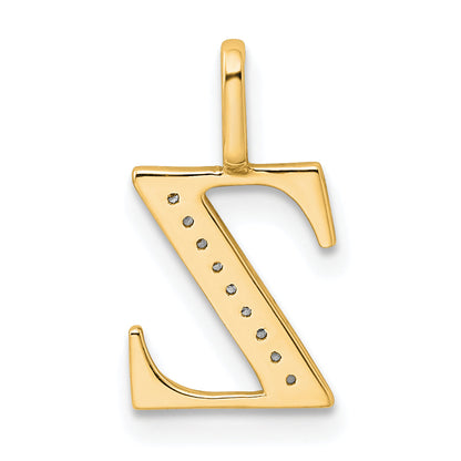 10K Yellow Gold 10K Diamond Letter Z Initial Pendant