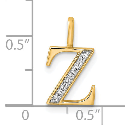 10K Yellow Gold 10K Diamond Letter Z Initial Pendant