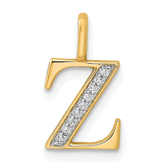 10K Yellow Gold 10K Diamond Letter Z Initial Pendant