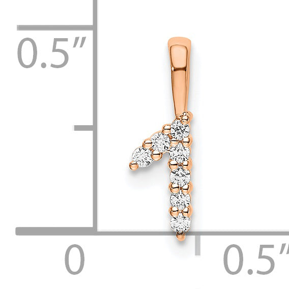 14K Rose Gold Diamond Number 1 Pendant