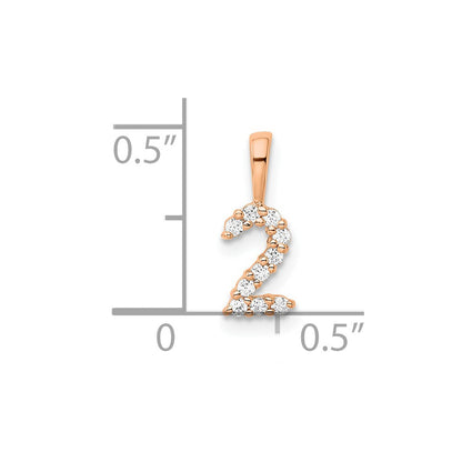 14K Rose Gold Diamond Number 2 Pendant