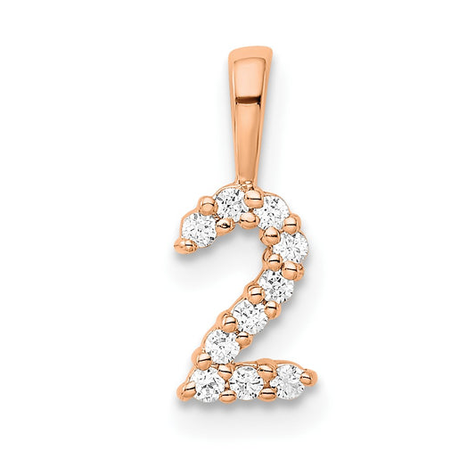 14K Rose Gold Diamond Number 2 Pendant