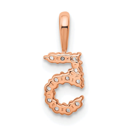 14K Rose Gold Diamond Number 5 Pendant