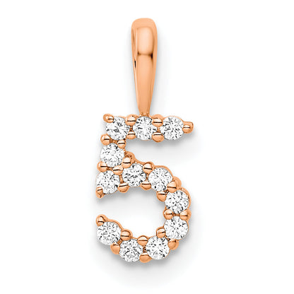 14K Rose Gold Diamond Number 5 Pendant