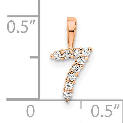 14K Rose Gold Diamond Number 7 Pendant
