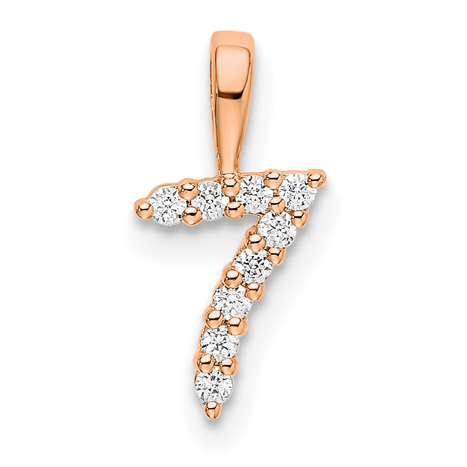 14K Rose Gold Diamond Number 7 Pendant