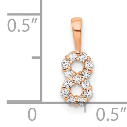 14K Rose Gold Diamond Number 8 Pendant
