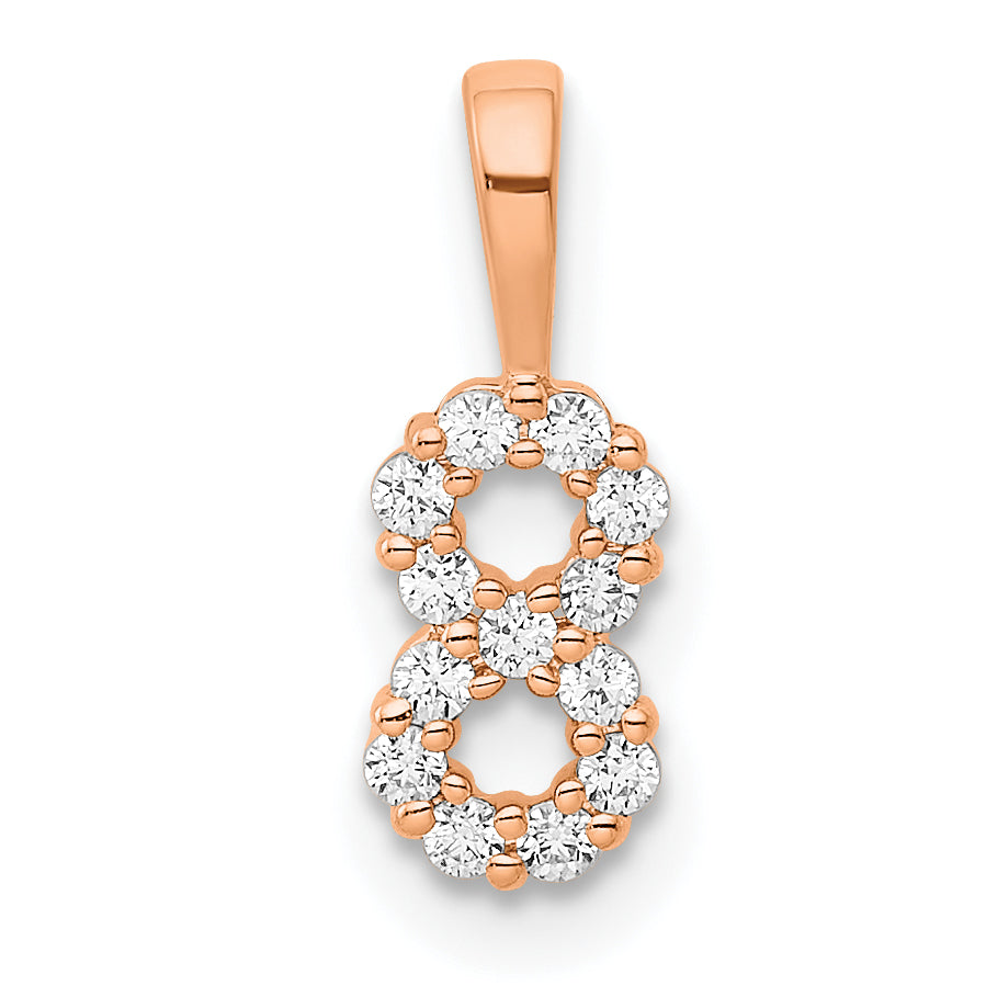 14K Rose Gold Diamond Number 8 Pendant