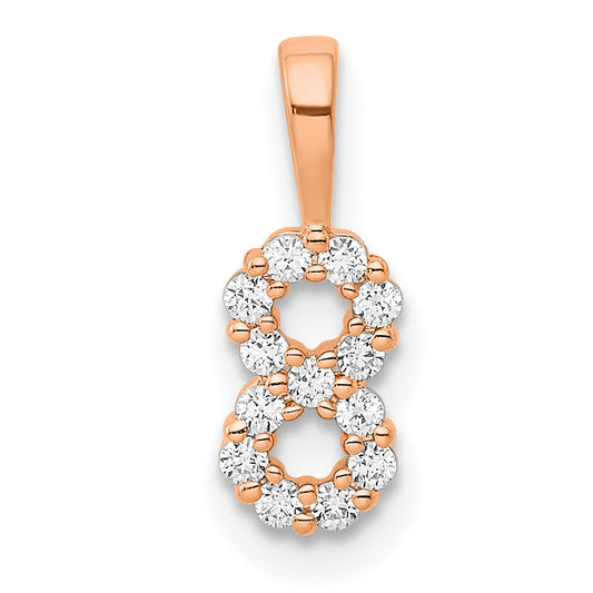 14K Rose Gold Diamond Number 8 Pendant