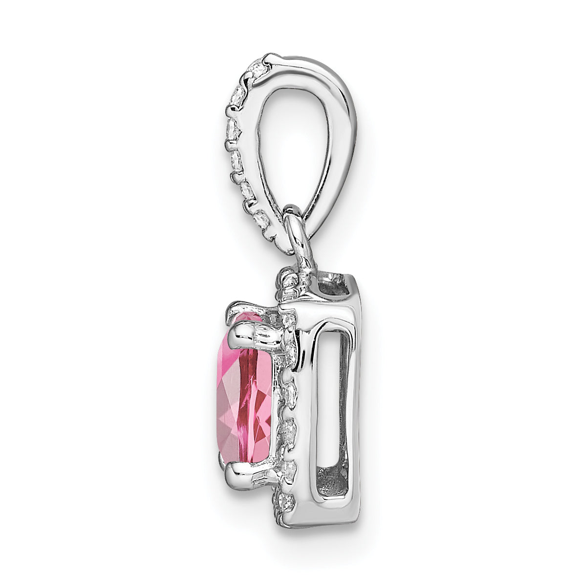 14k White Gold 14k White Gold Pink Tourmaline & Diamond Pendant
