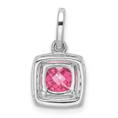 14k White Gold 14k White Gold Pink Tourmaline & Diamond Pendant