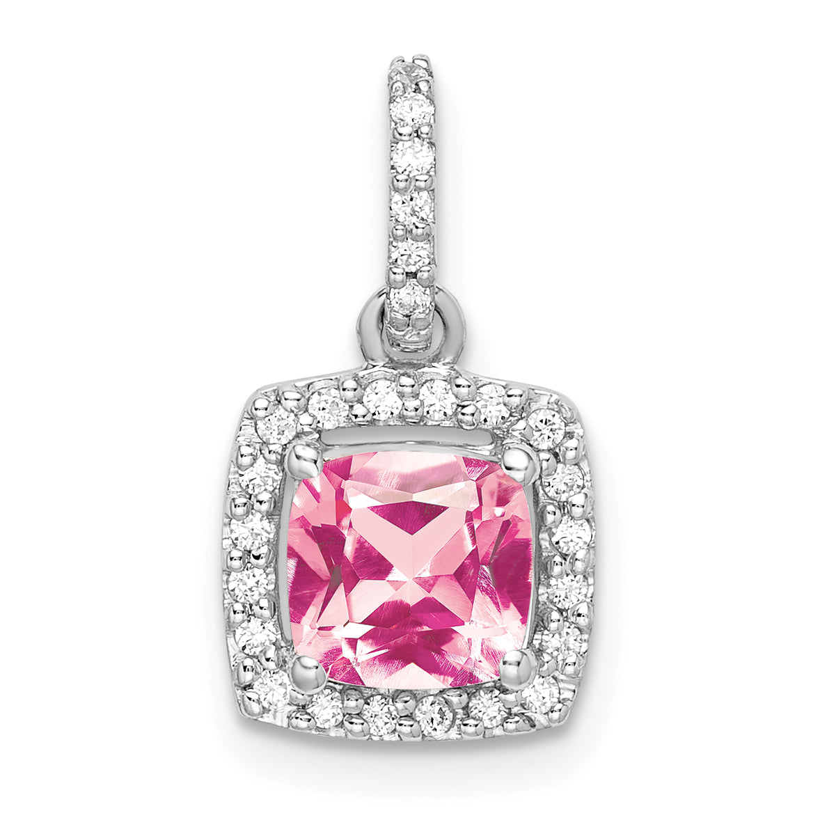 14k White Gold 14k White Gold Pink Tourmaline & Diamond Pendant