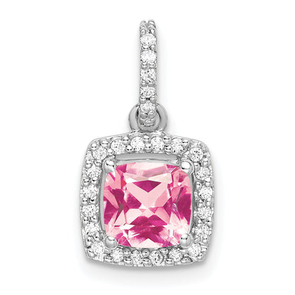 14k White Gold 14k White Gold Pink Tourmaline & Diamond Pendant